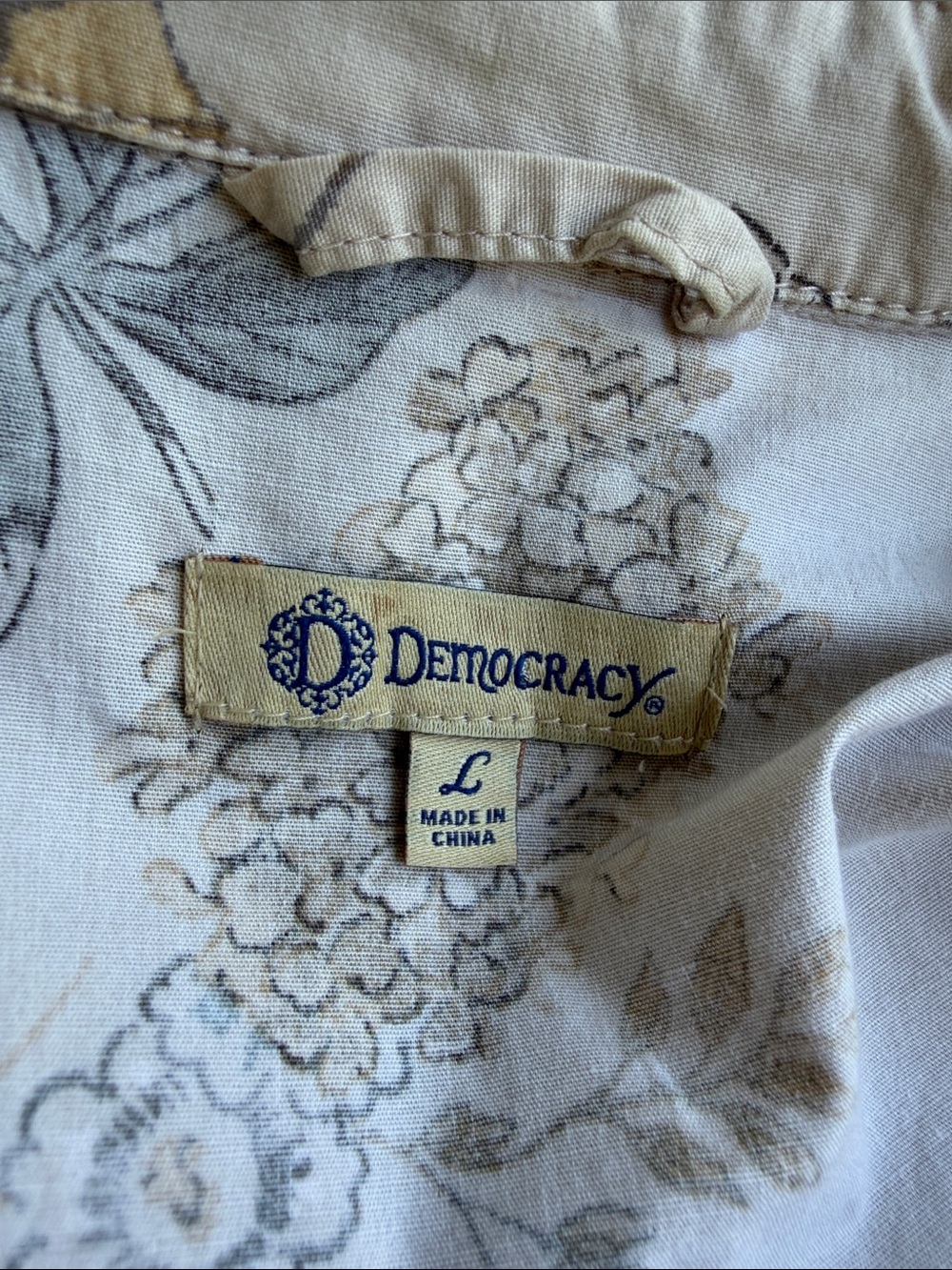 Democracy Floral Peplum Top/Lightweight Shacket Large - Picture 7 of 8